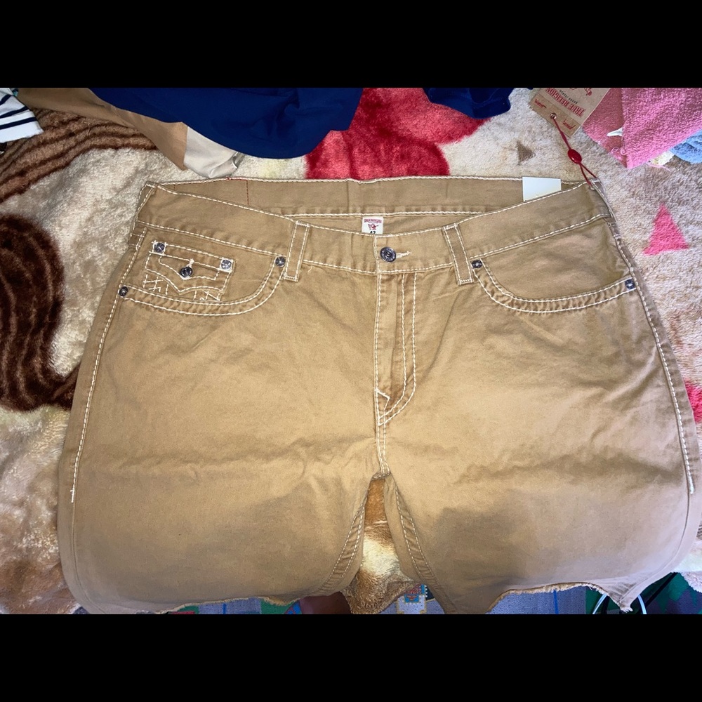 Beige true religion shorts